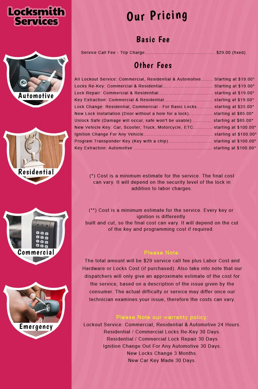 Garwood NJ Locksmith Store Garwood, NJ 908-524-0278 - price-list-c-18